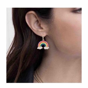NWOT APM Rainbow Crystals Gold Hoop Earrings